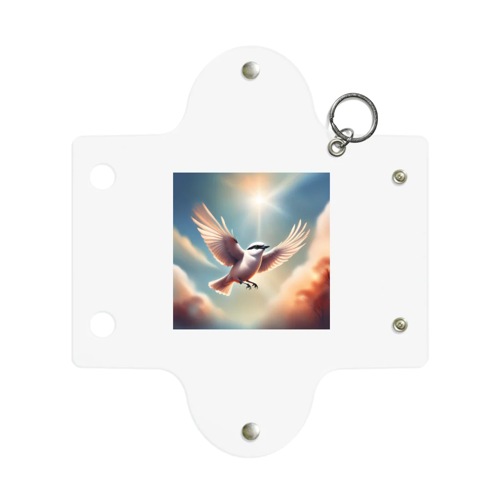 rokochanの明るい 天空で 自由に 飛ぶ 白い モズ ミニクリアマルチケース