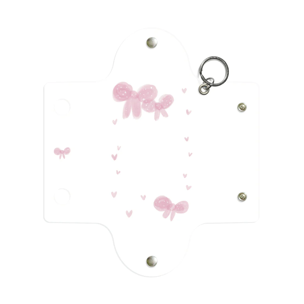 candyの水彩リボン【ピンク】 ミニクリアマルチケース
