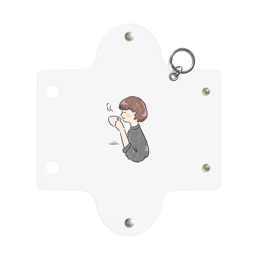 Sakikoのほっとひと息つく女の子　グレー Mini Clear Multipurpose Case