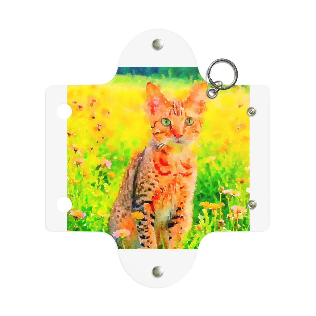 猫好きの谷の猫の水彩画/花畑のオシキャットねこのイラスト/キジトラネコ Mini Clear Multipurpose Case