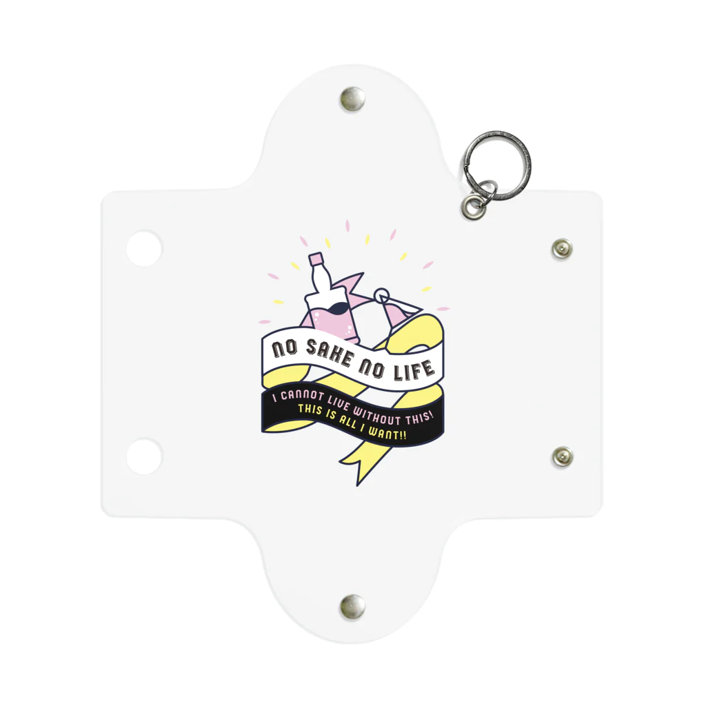 SANKAKU DESIGN STOREのNO SAKE NO LIFE。 レトロな赤×黄 Mini Clear Multipurpose Case