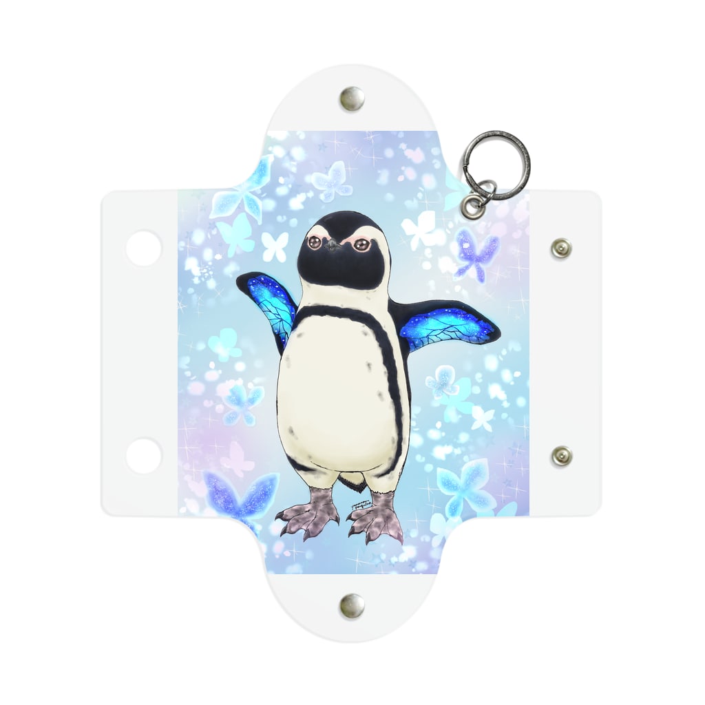 ヤママユ(ヤママユ・ペンギイナ)のケープペンギン「ちょうちょ追っかけてたの」(Blue) Mini Clear Multipurpose Case