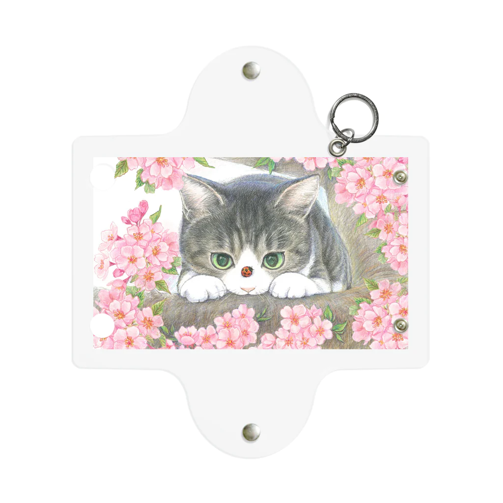 ミケとキジシロの花見猫♪キジシロ猫とてんとう虫 Mini Clear Multipurpose Case