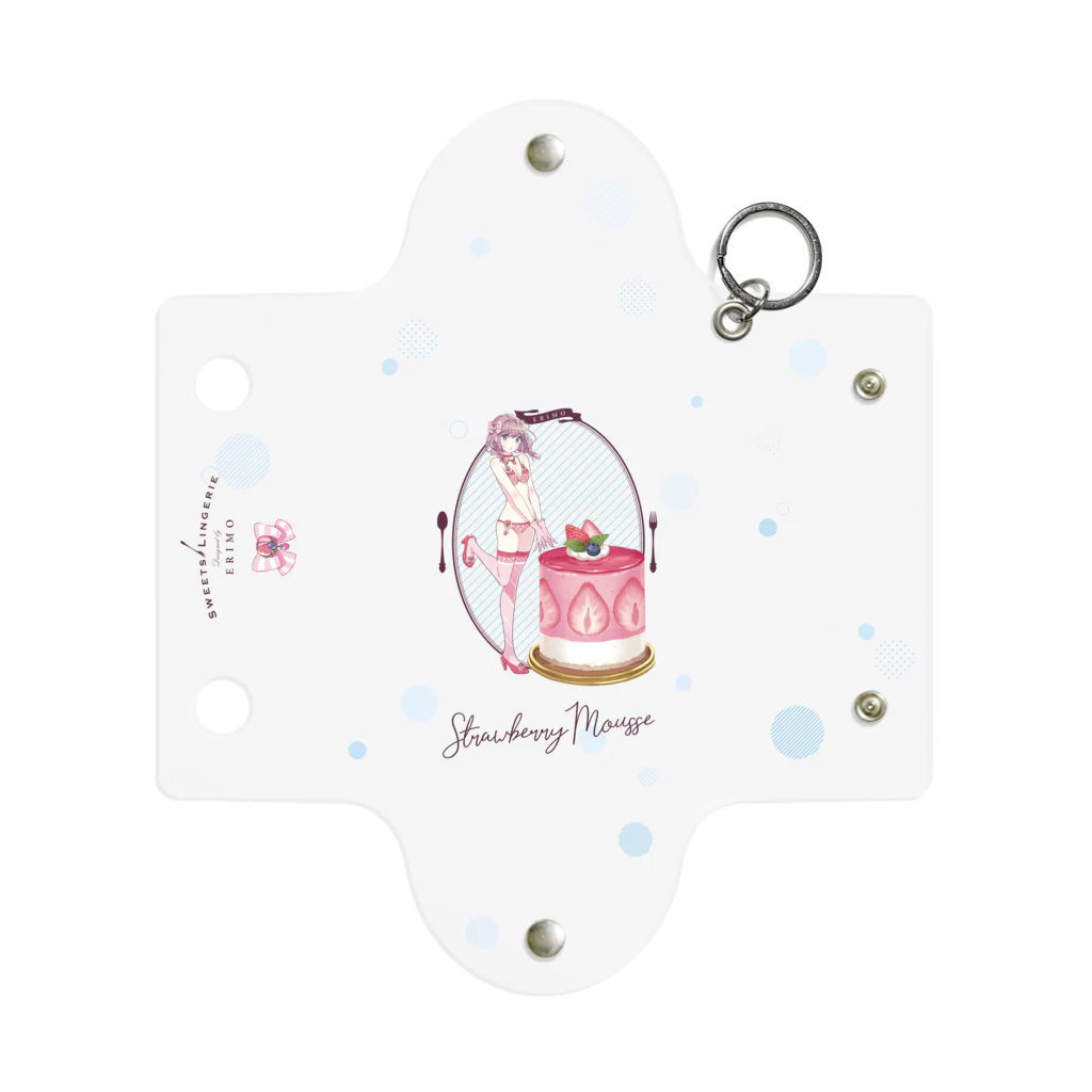 ERIMO–WORKSのSweets Lingerie mini clear multi case "Strawberry Mousse"  ミニクリアマルチケース