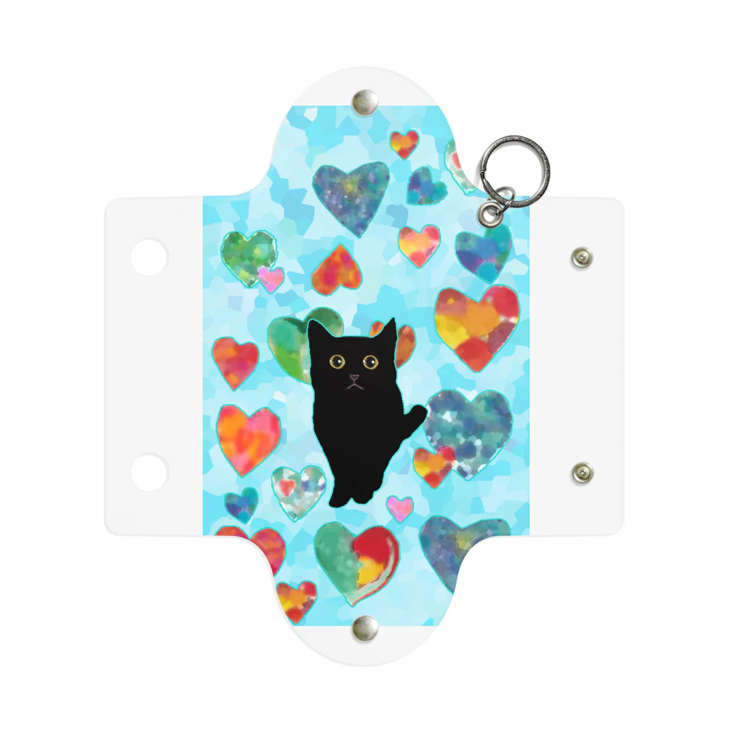 WAMI ARTの夏の黒猫ハート Mini Clear Multipurpose Case