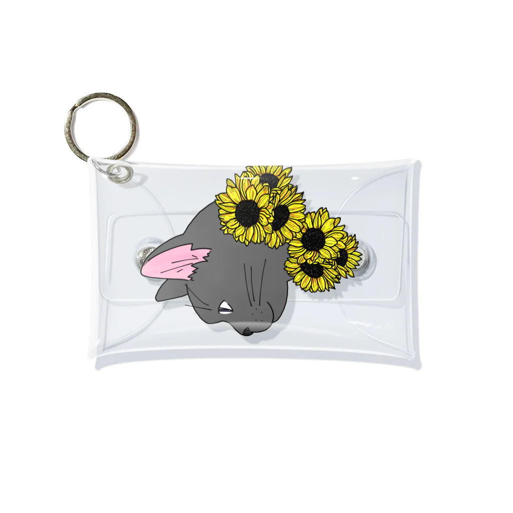 ばんちゃ🐱にゃんこ恩返しショップの黒猫ちゃん(向日葵) Mini Clear Multipurpose Case