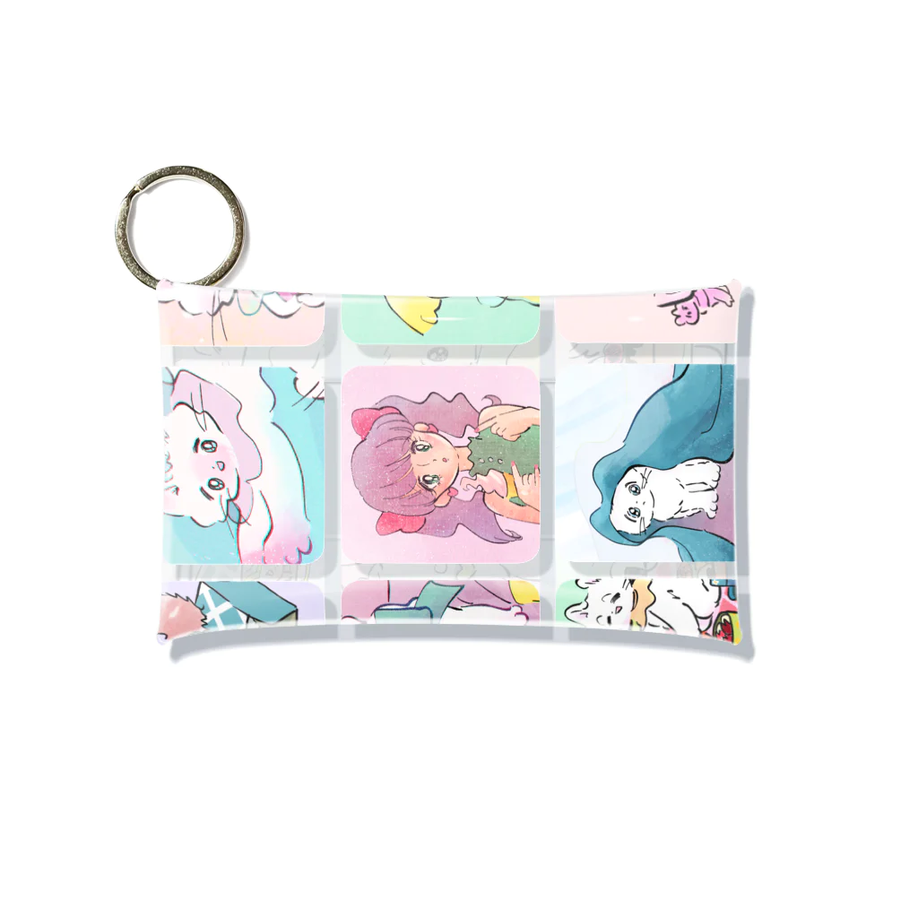 猫のあいさつのねこや女の子たち Mini Clear Multipurpose Case