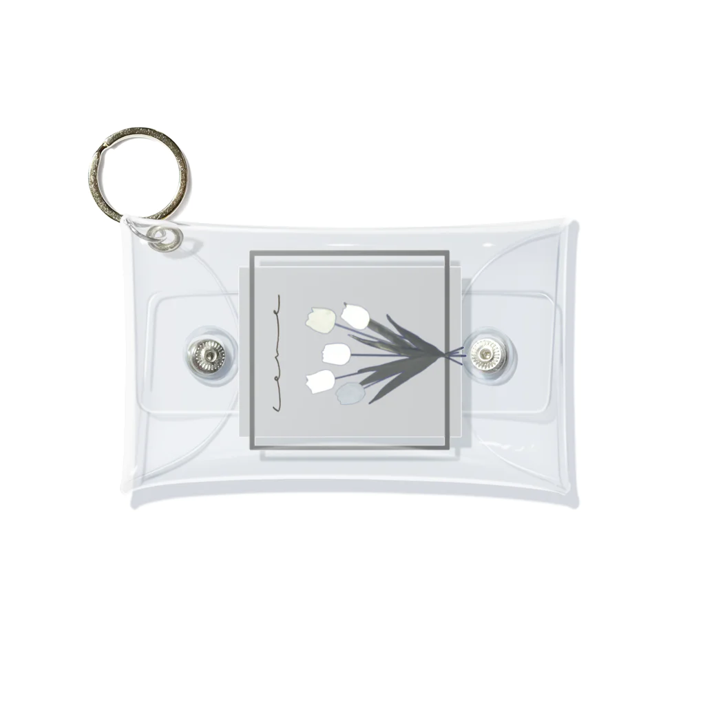 rilybiiのgrayish color × white × charcoal ×  tulip bouquet Mini Clear Multipurpose Case