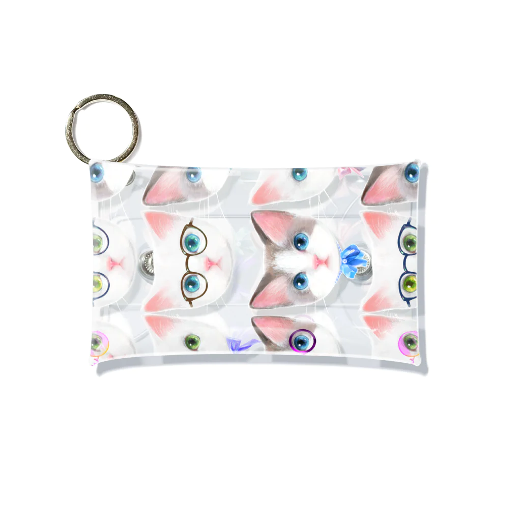 NORIMA'S SHOP のおしゃれなメガネをかけた猫たちのイラスト Mini Clear Multipurpose Case