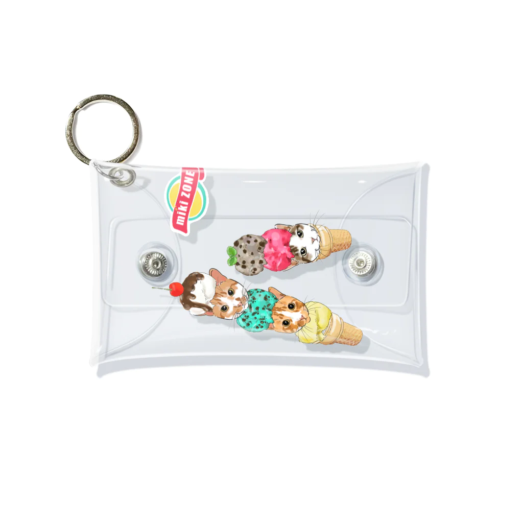 みきぞーん｜保護猫 ミッキー画伯と肉球とおともだちのrui&ram&ta-chan ice Mini Clear Multipurpose Case