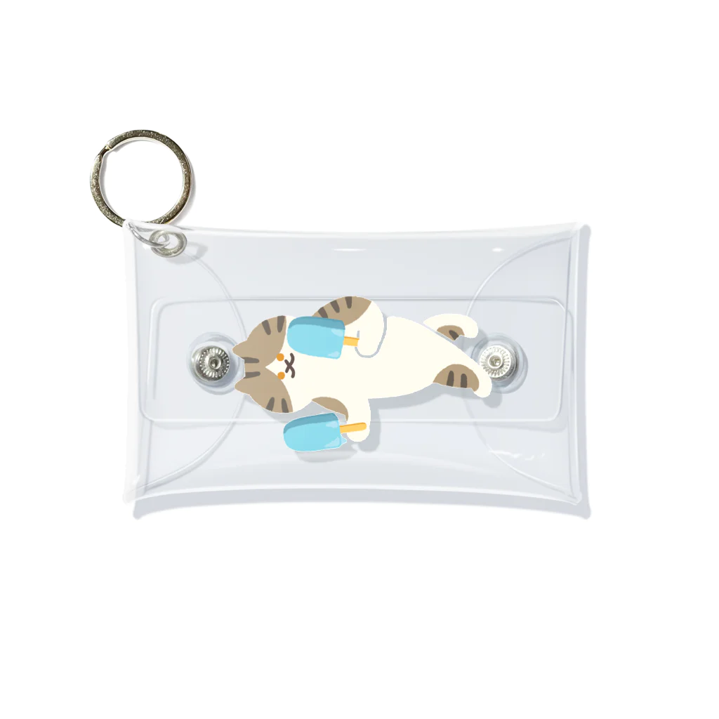 SUIMINグッズのお店のソーダアイスを意気揚々と運ぶねこ Mini Clear Multipurpose Case