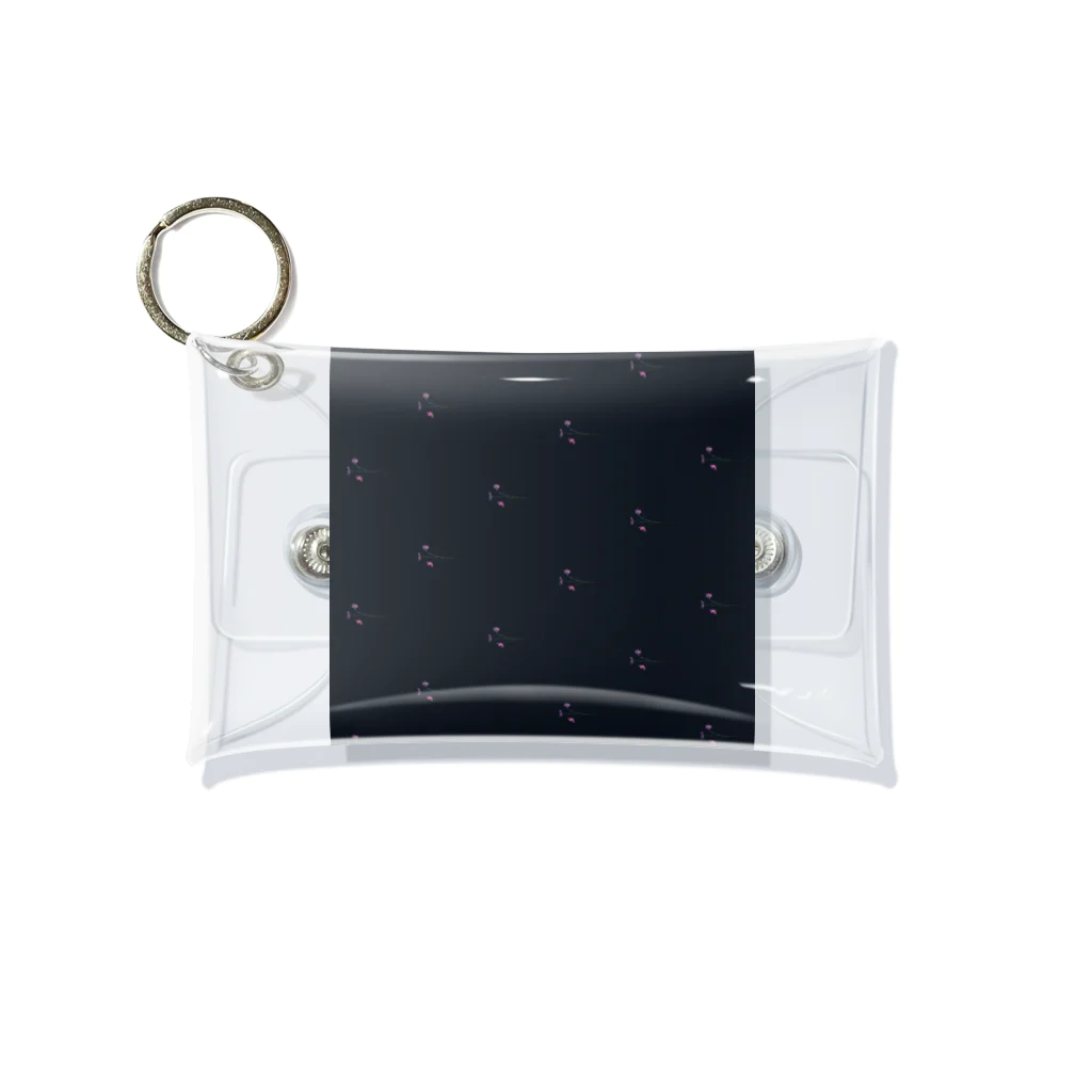 rilybiiのnavy × little flower pattern Mini Clear Multipurpose Case