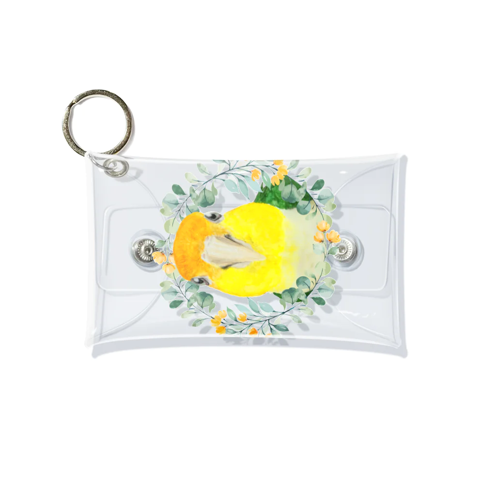 mariechan_koboの031 シロハラインコ オレンジ小花のリース Mini Clear Multipurpose Case