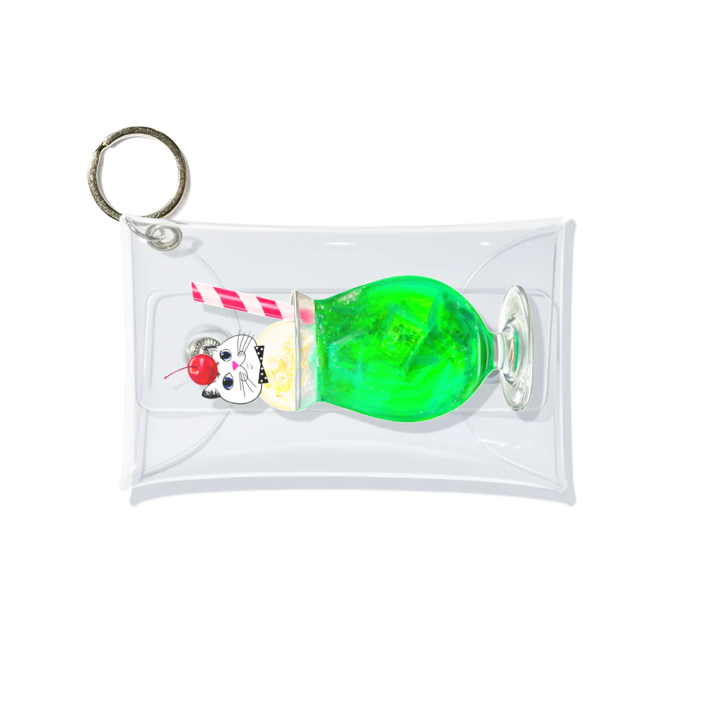 Lovecatfashionのモチ猫ちゃんクリームソーダ Mini Clear Multipurpose Case