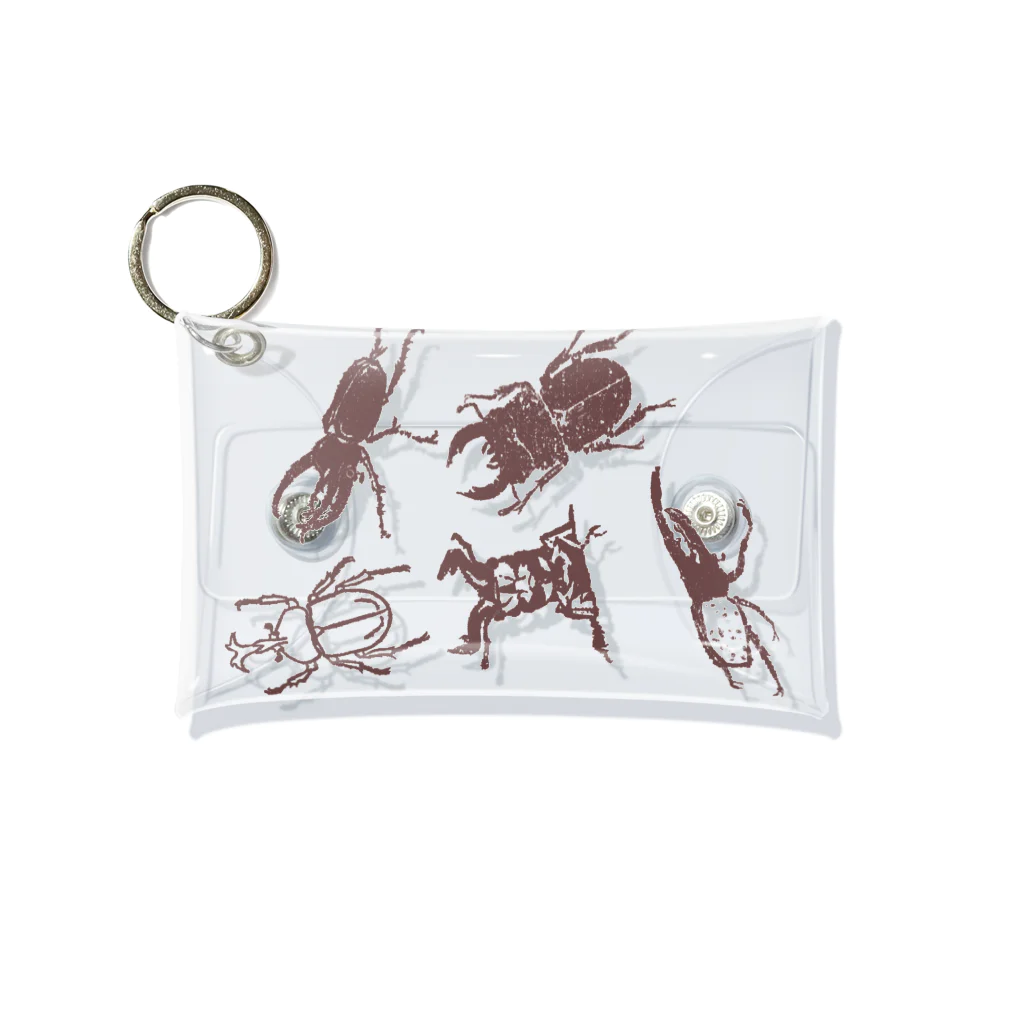 23_drawingのカブトムシとクワガタ Mini Clear Multipurpose Case