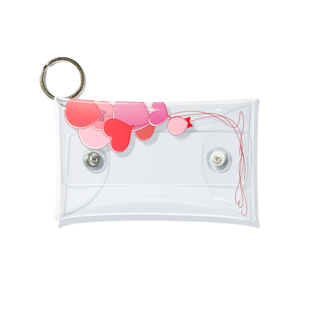 hanaの推し活ショップのred ＆ pink balloons Mini Clear Multipurpose Case