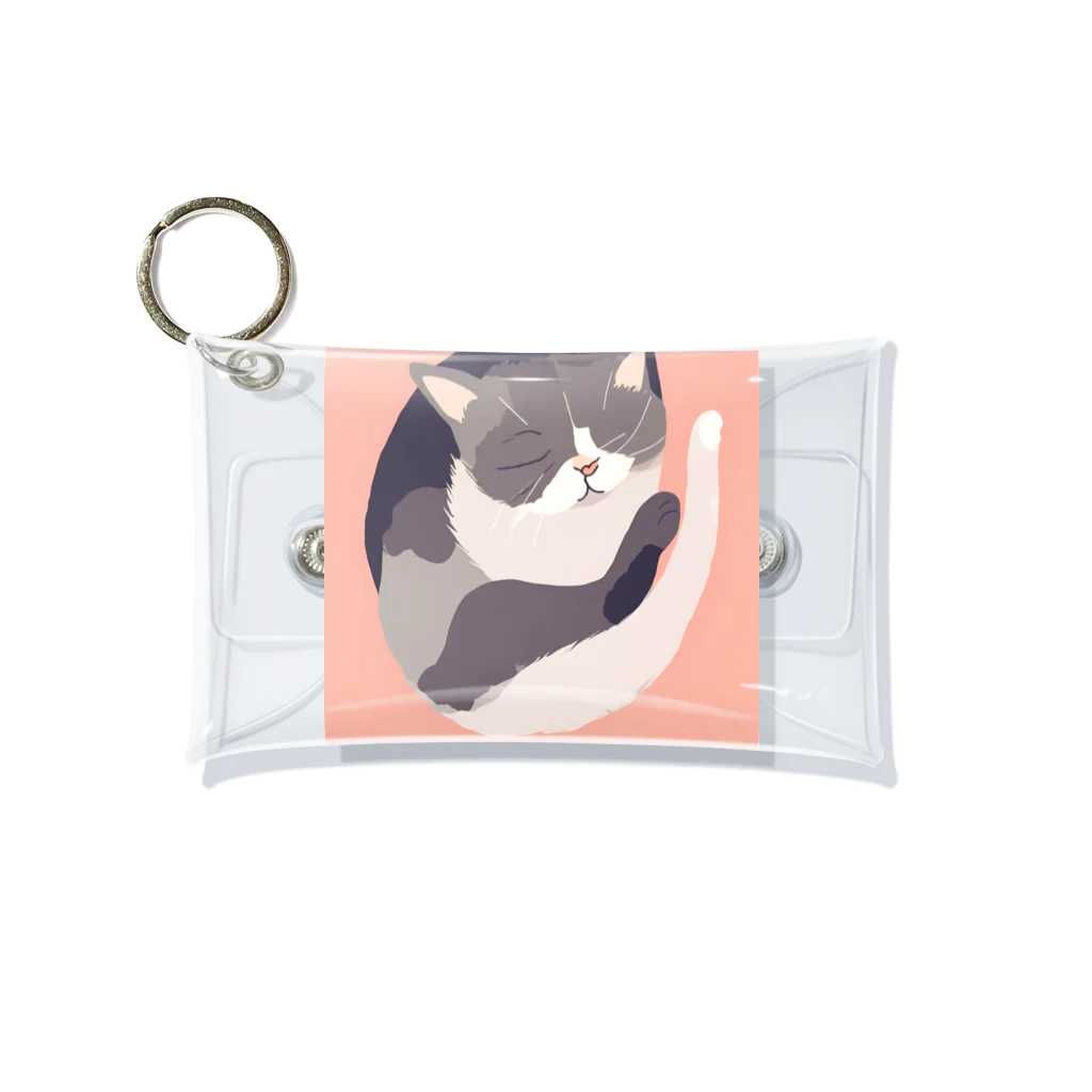 銀の時の寝ている猫のイラスト Mini Clear Multipurpose Case