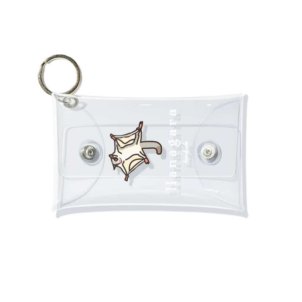 Hanagara animal cafeのモモンガと花柄アニマルカフェのロゴ入り。 Mini Clear Multipurpose Case