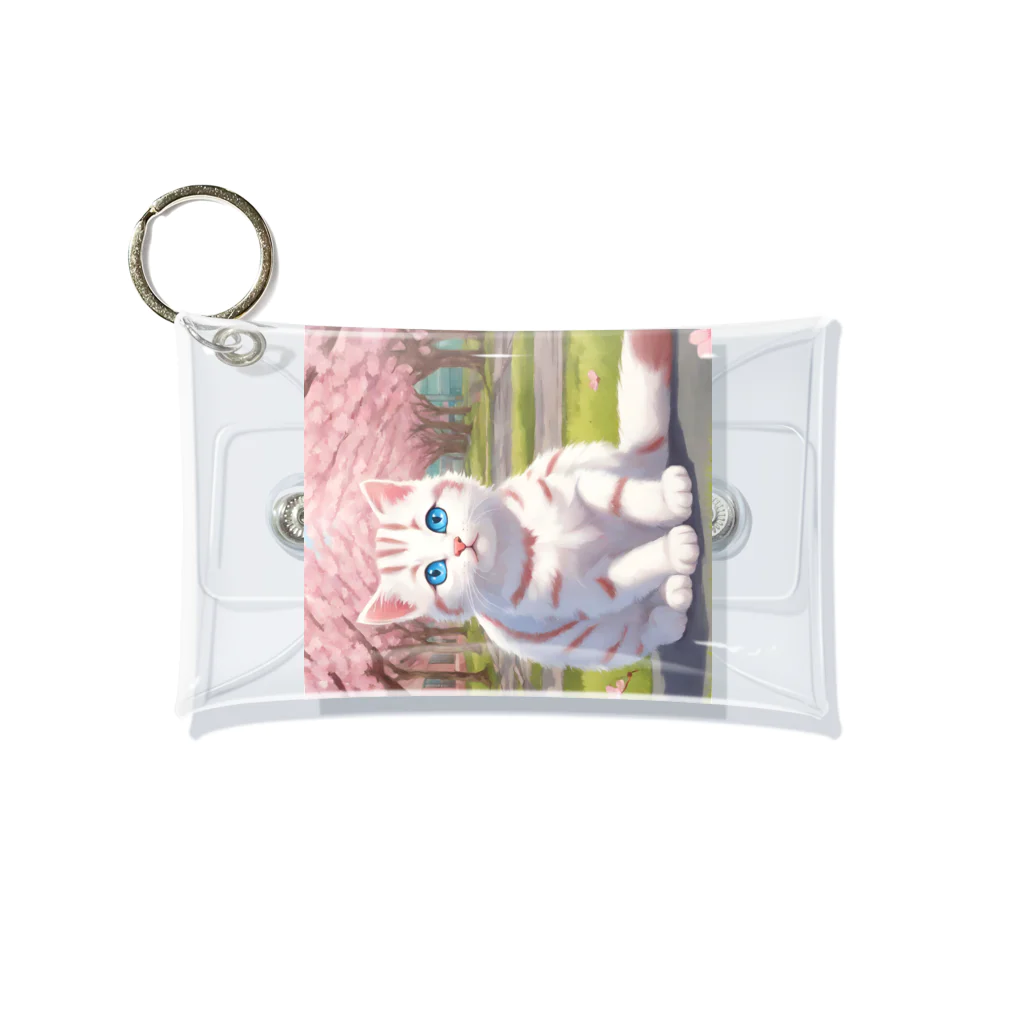 yoiyononakaの春と桜と虎縞白猫03 Mini Clear Multipurpose Case