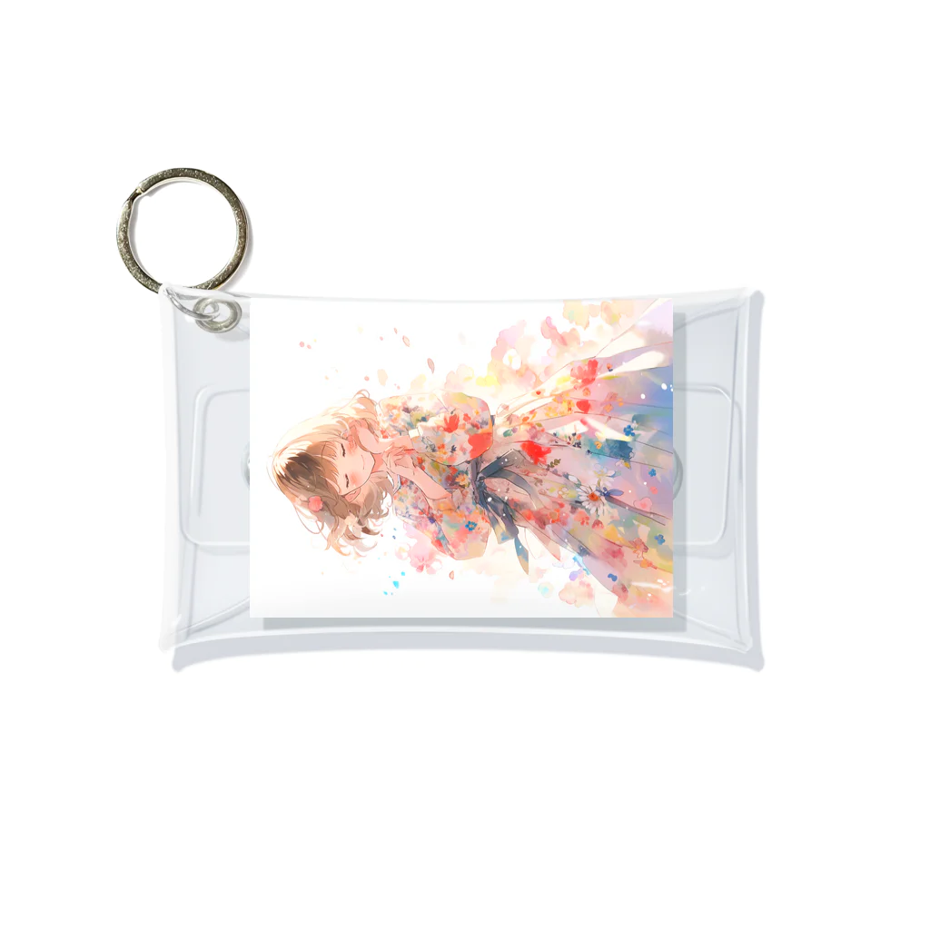 AQUAMETAVERSEの花柄模様の服を着た女性　なでしこ1478 Mini Clear Multipurpose Case