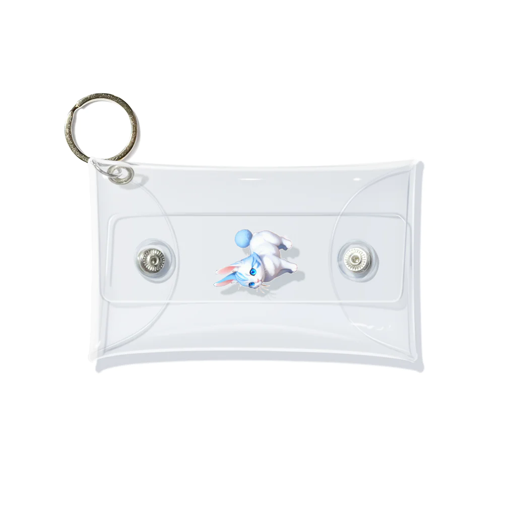 ko_858585のウサギ猫：ブルー Mini Clear Multipurpose Case