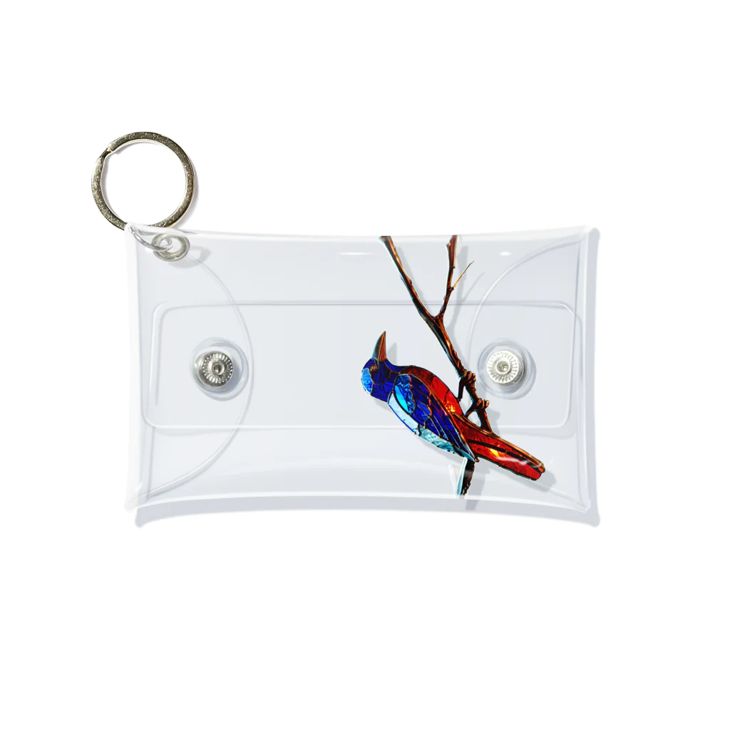 NaRaNiのガラスカラス　stained glass crow  Mini Clear Multipurpose Case