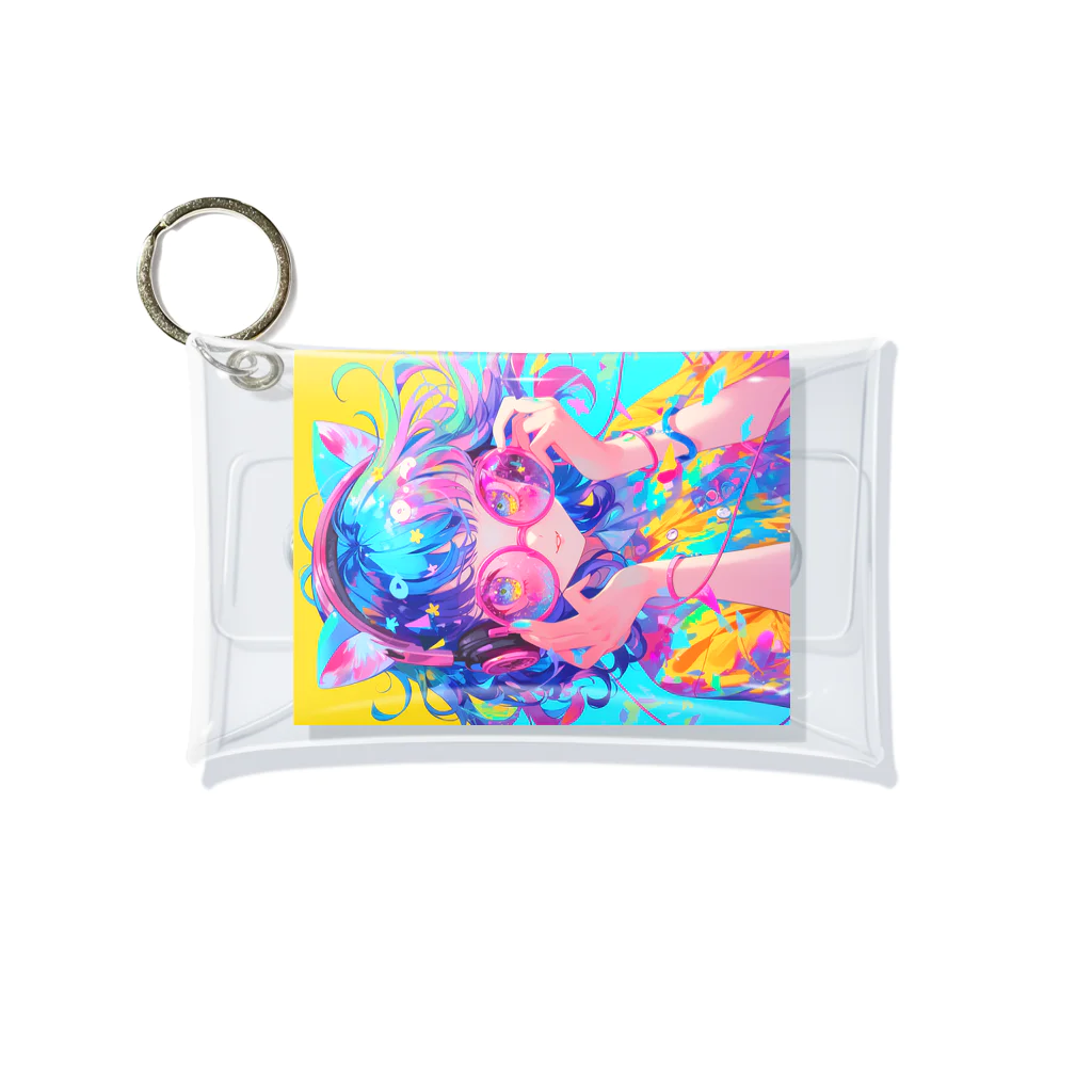 no_mi_Ke08のメガネの可愛い女の子のキャラクター Mini Clear Multipurpose Case