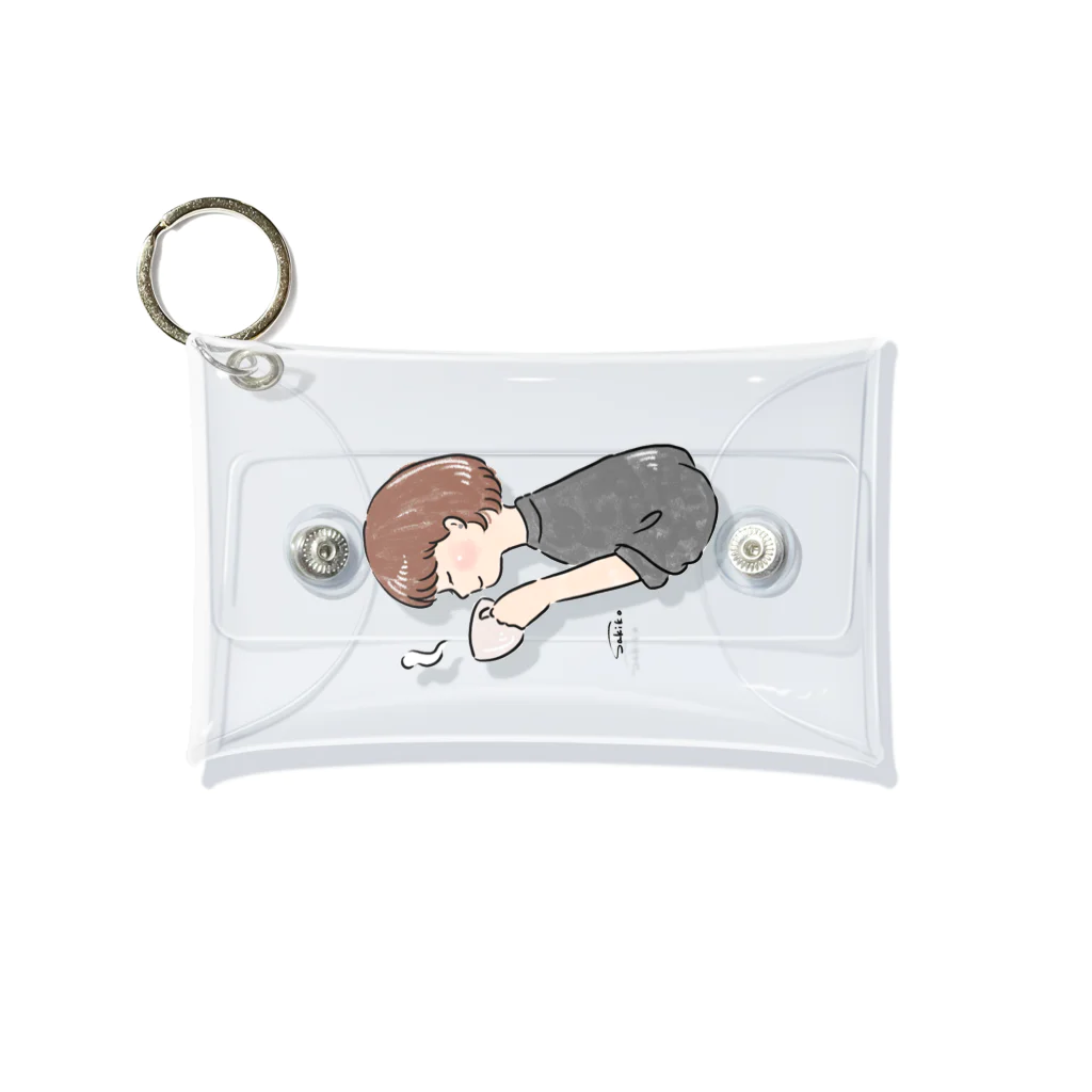 Sakikoのほっとひと息つく女の子　グレー Mini Clear Multipurpose Case