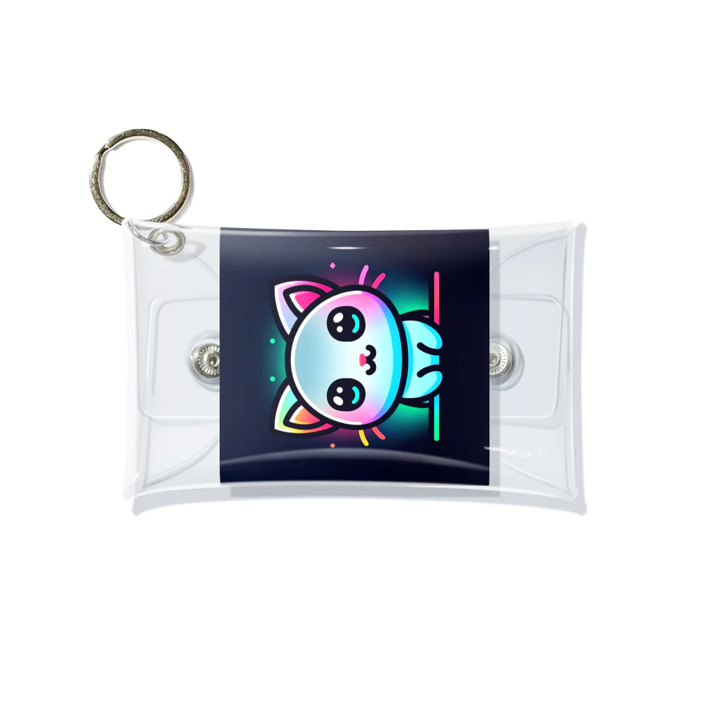 キャピキャピのネオン系の可愛い猫 Mini Clear Multipurpose Case