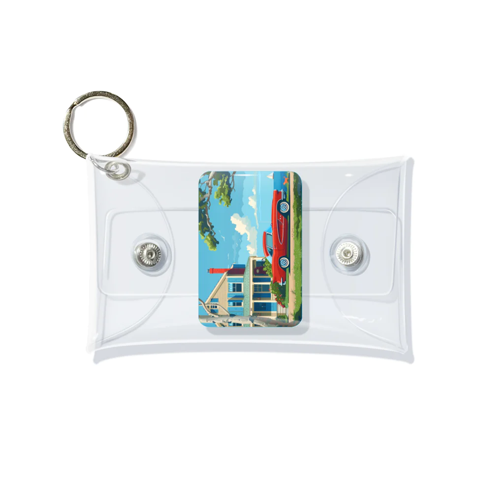 MistyStarkの赤いコルベットと海辺の家　－　red corvette and seaside house　－ Mini Clear Multipurpose Case