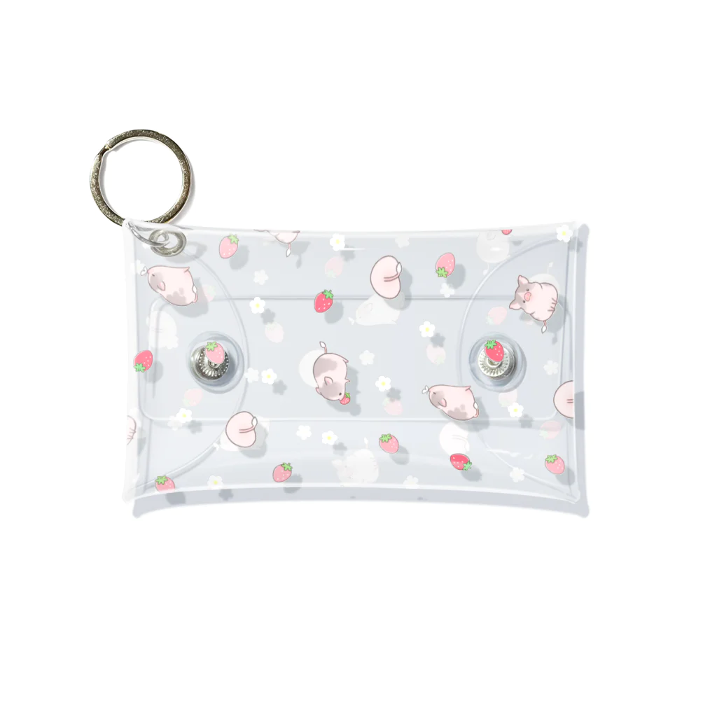 しらたまちゃんSHOPu〜🐽のイチゴとしらたまちゃん（透明） Mini Clear Multipurpose Case