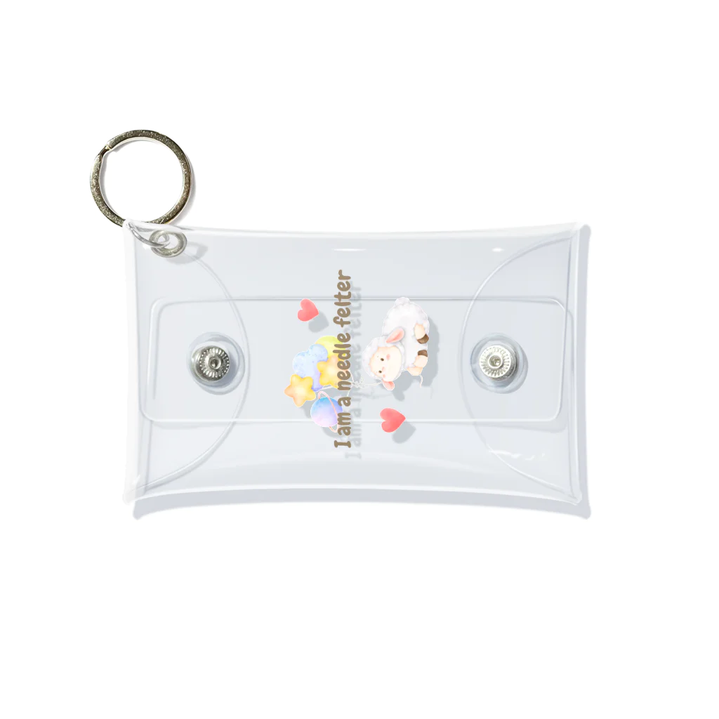 t & fluffyの羊毛フェルト好きさんに贈る I am ニードルフェルター I love ニードルフェルト グッズ Mini Clear Multipurpose Case