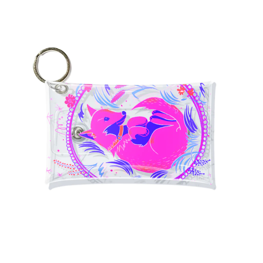 たかはし あいさのキツネ犬のお昼寝(pink) Mini Clear Multipurpose Case