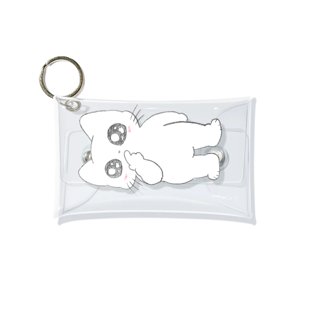 いちごのネコのたってるねこちゃん Mini Clear Multipurpose Case