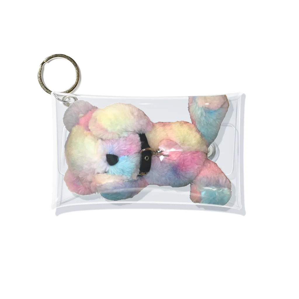 💜Salon de Lucia💜のPeek-a-boo Teddy rainbow Mini Clear Multipurpose Case