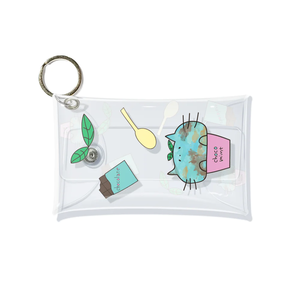 ZERO＊のチョコミントにゃんこsp Mini Clear Multipurpose Case