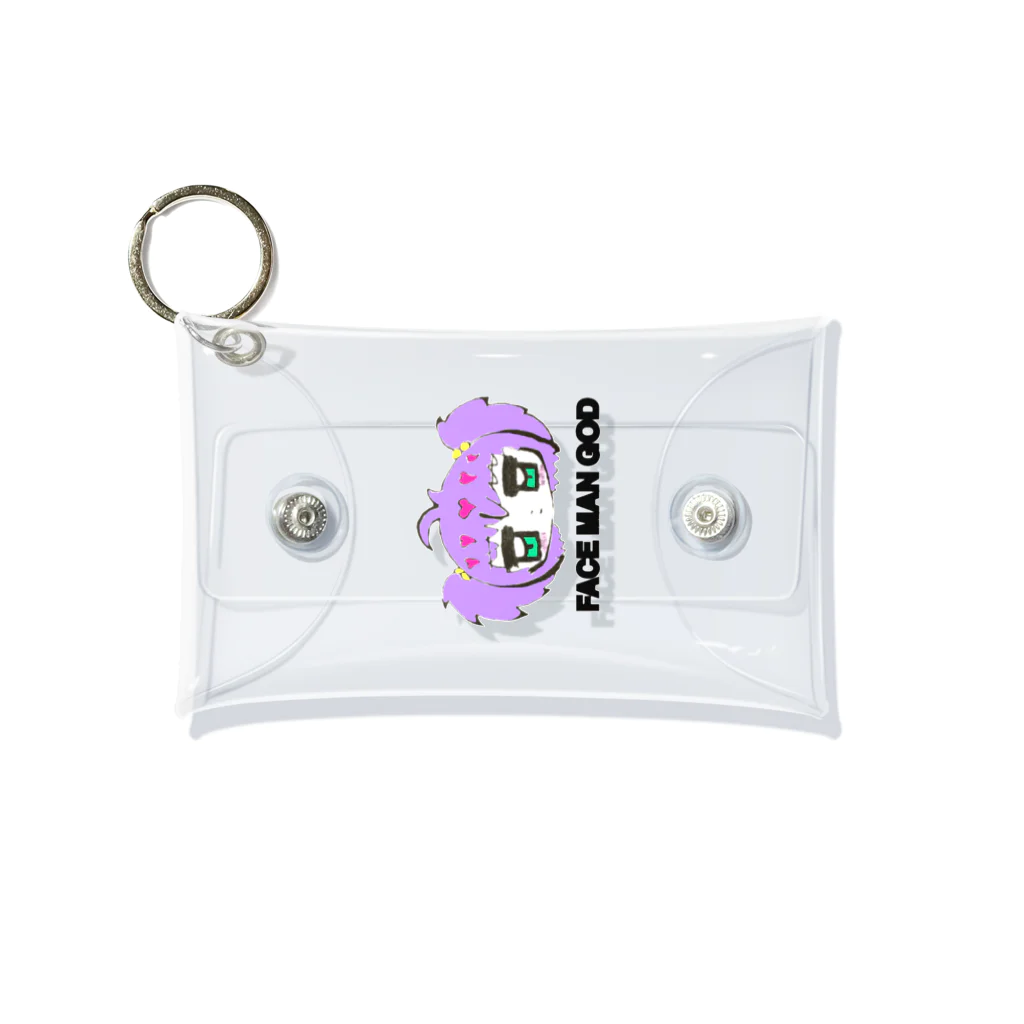 すいすい動物のFACE MAN GODちゃん(Purple) Mini Clear Multipurpose Case