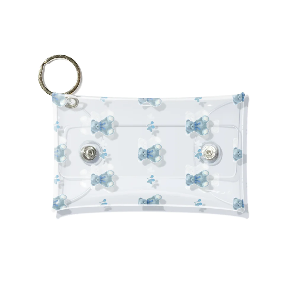 momo shopのTeddy (Blue) Mini Clear Multipurpose Case