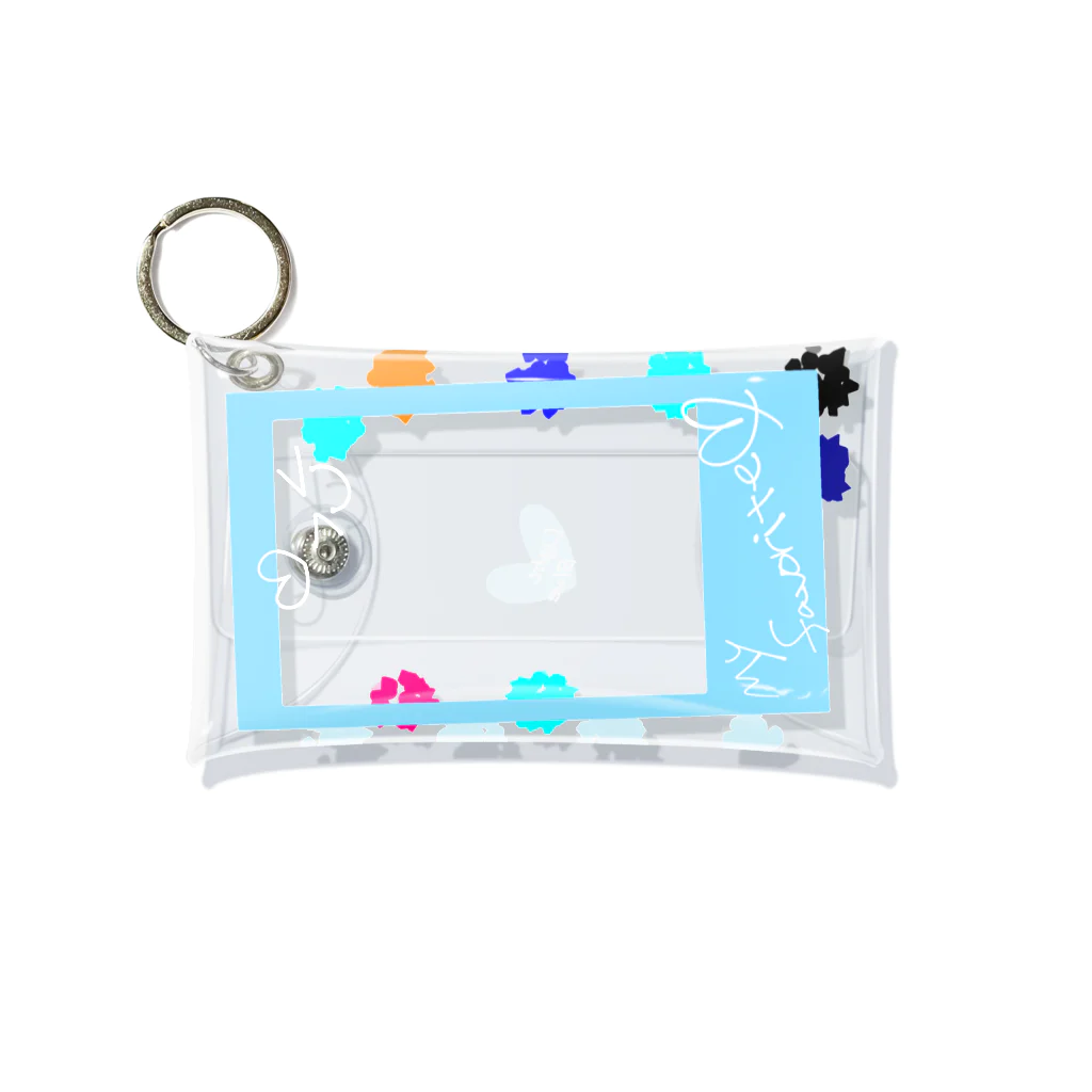 もぐもぐちゃっぴーのポラロイド風　推し色らいとぶるー！ Mini Clear Multipurpose Case