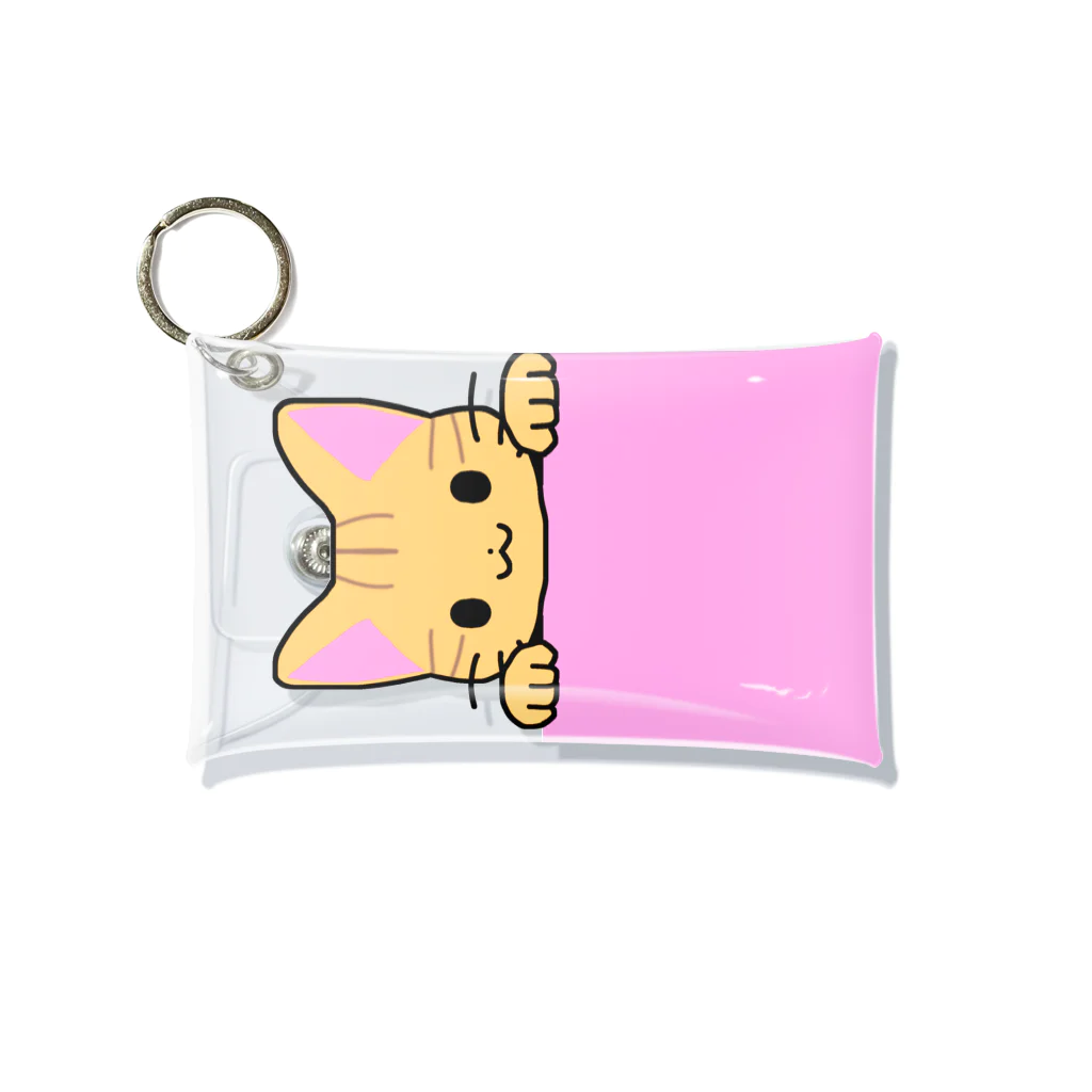 かわいいもののおみせ　いそぎんちゃくのひょっこり茶トラ猫　ピンク Mini Clear Multipurpose Case