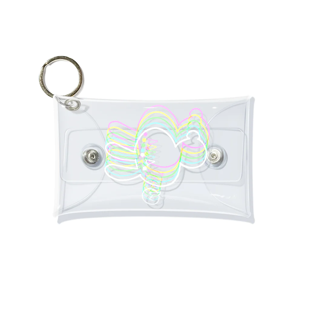 BAKUSOKU USAGI SHOPのまんまるウサギ　ver.WhiteRainbow Mini Clear Multipurpose Case