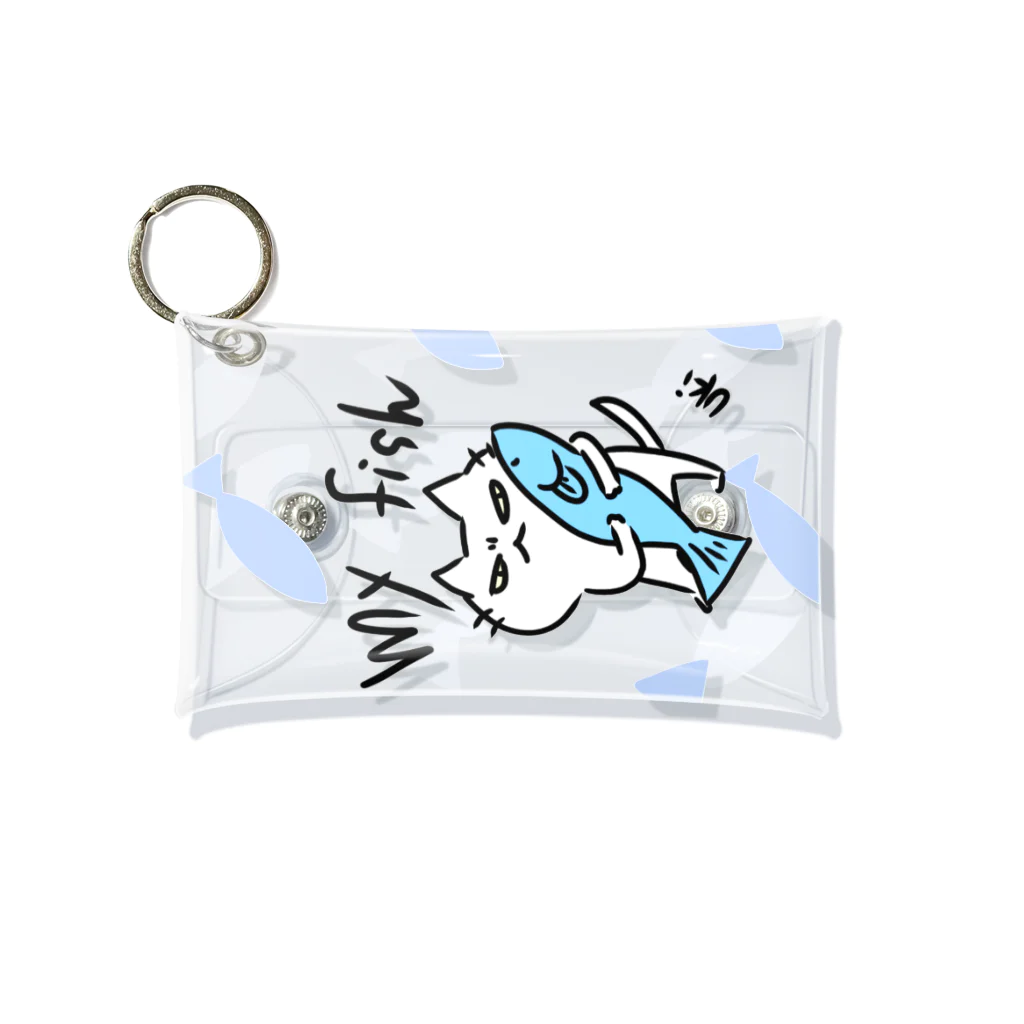 しろねこぽりんとにゃんずといろいろのサカナ ハナサナイ ネコ Mini Clear Multipurpose Case