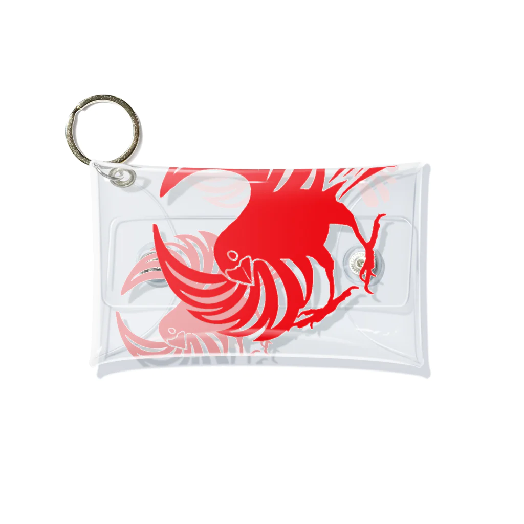 月の魚の文鳥紋～紅 Mini Clear Multipurpose Case