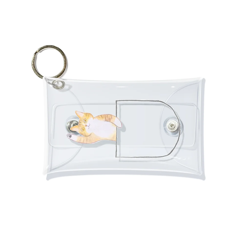 SHINOBU LABORATORY.のポケットからひょっこり★きじ白猫のみるく Mini Clear Multipurpose Case