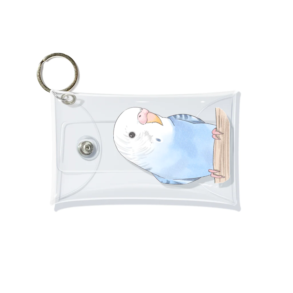 まめるりはことりのおしゃまな止まり木セキセイインコちゃん【まめるりはことり】 Mini Clear Multipurpose Case