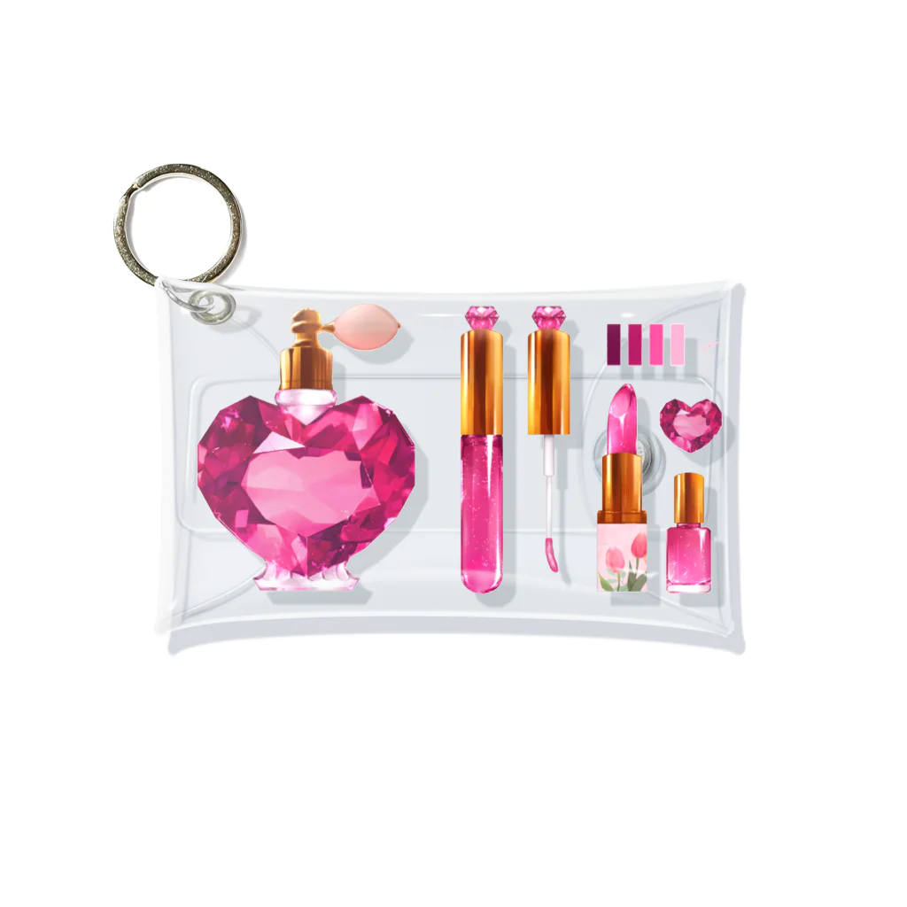 Ukeiのショップのjewelry cosme pink Mini Clear Multipurpose Case