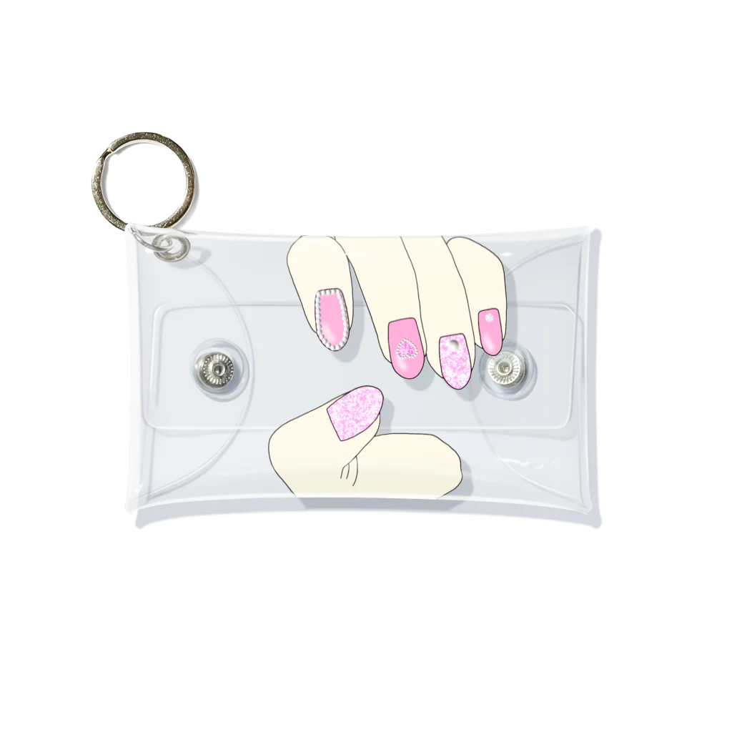 みかんの実のアクスタケース きらきらネイル pink Mini Clear Multipurpose Case