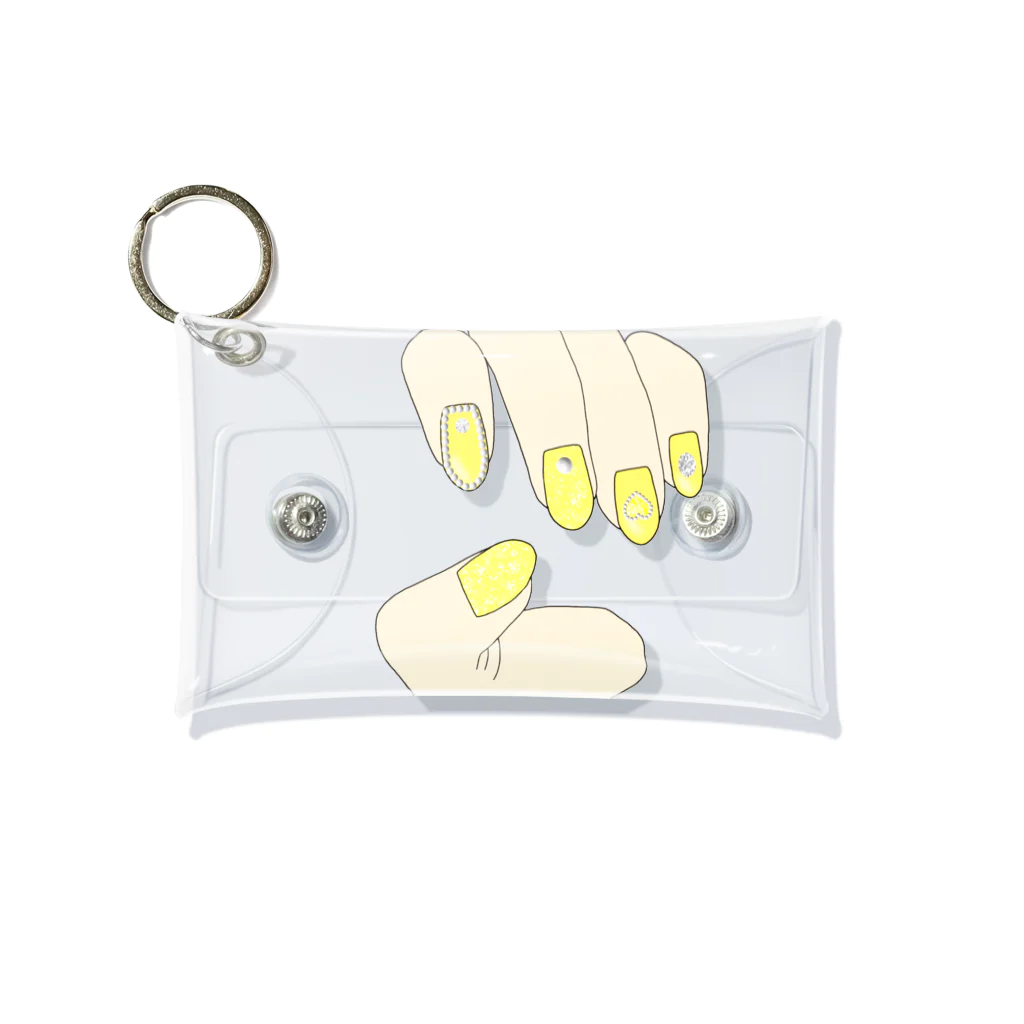 みかんの実のアクスタケース きらきらネイル yellow Mini Clear Multipurpose Case