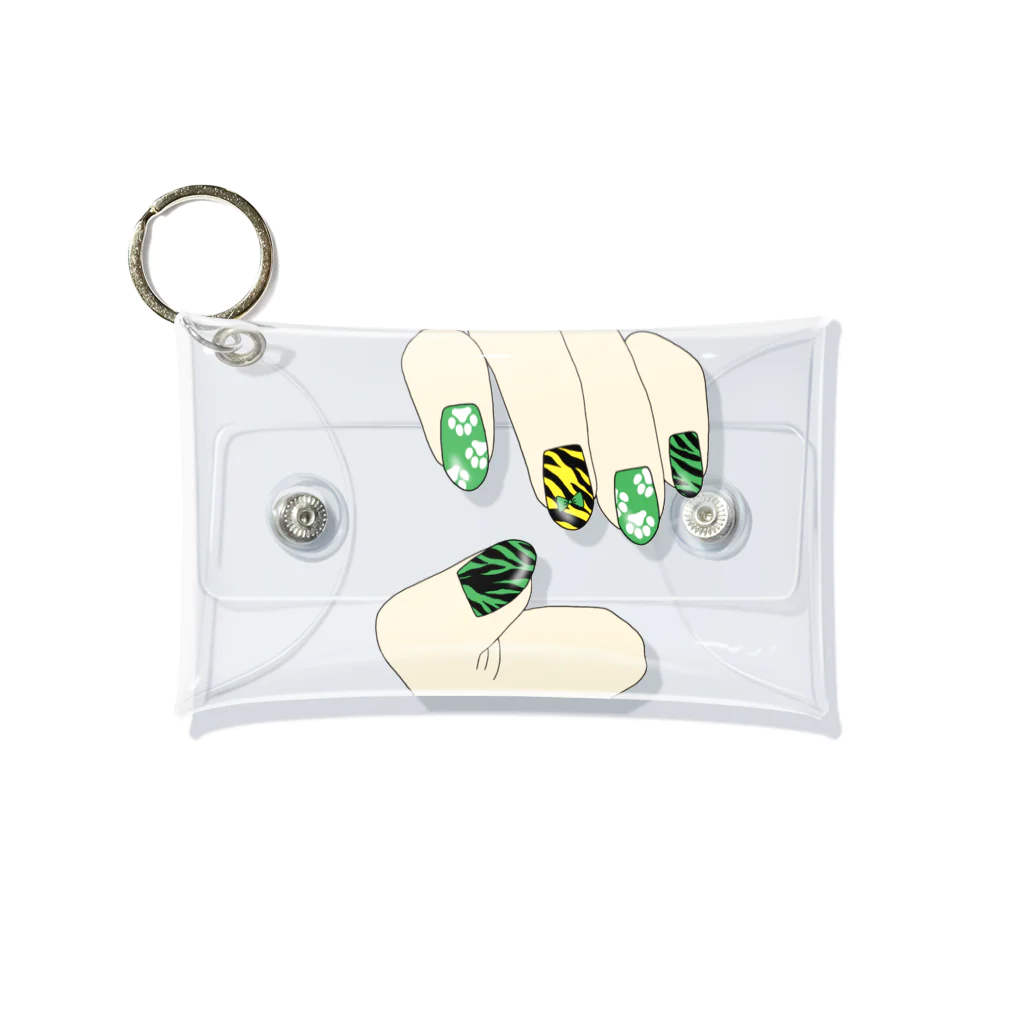 みかんの実のアクスタケース 虎柄ネイル green Mini Clear Multipurpose Case