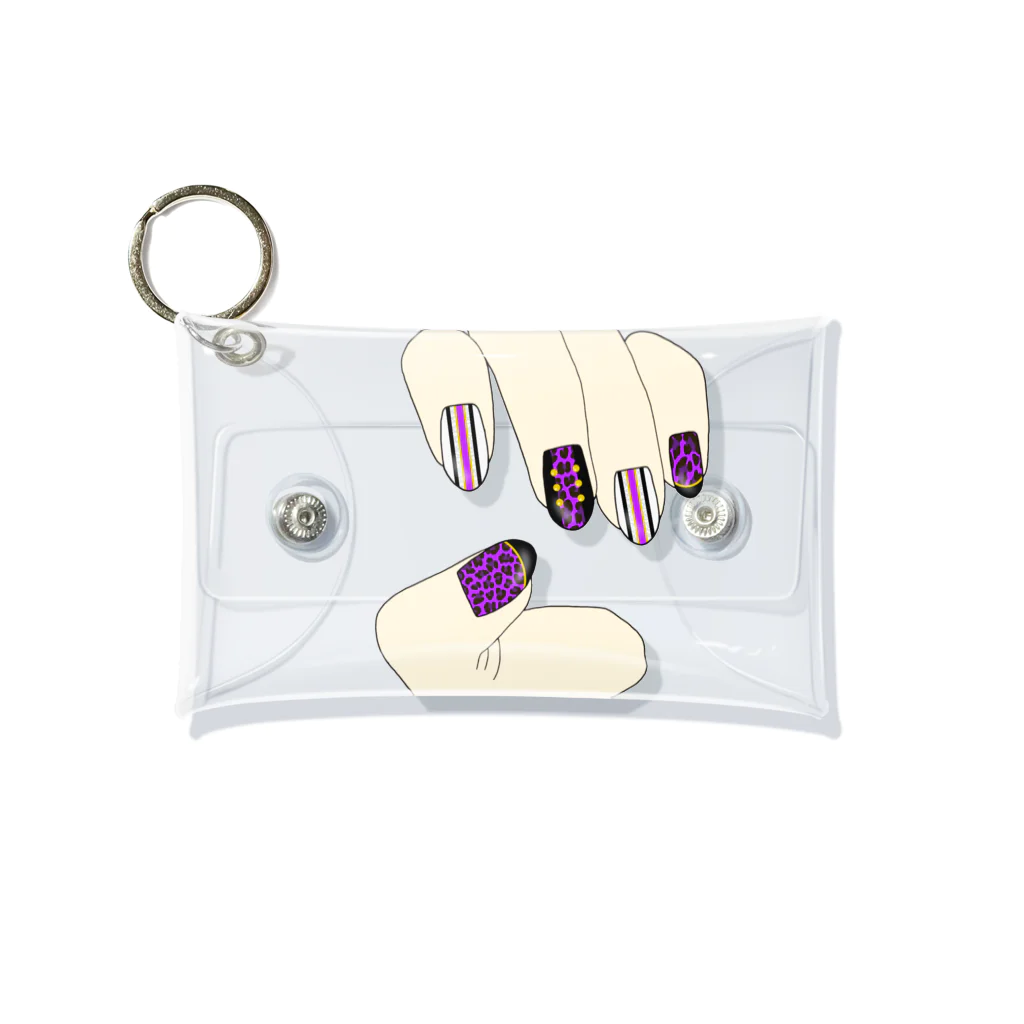 みかんの実のアクスタケース 豹柄ネイル purple Mini Clear Multipurpose Case